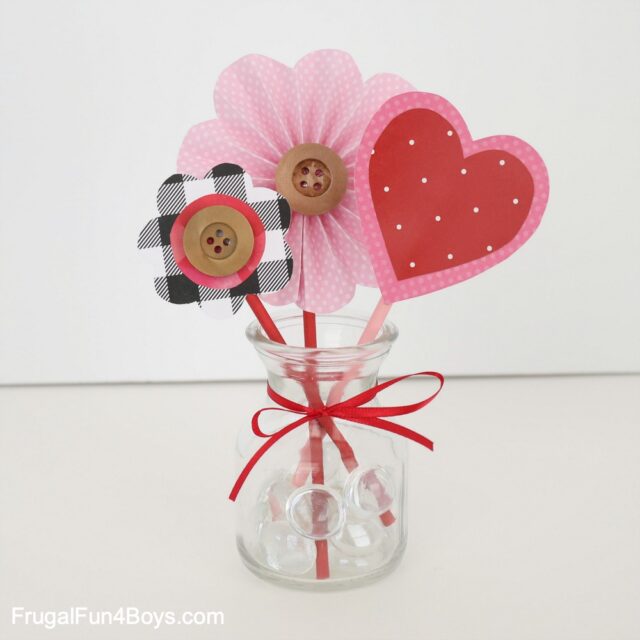 Valentine's Day Paper Flowers Craft - Frugal Fun For Boys and Girls