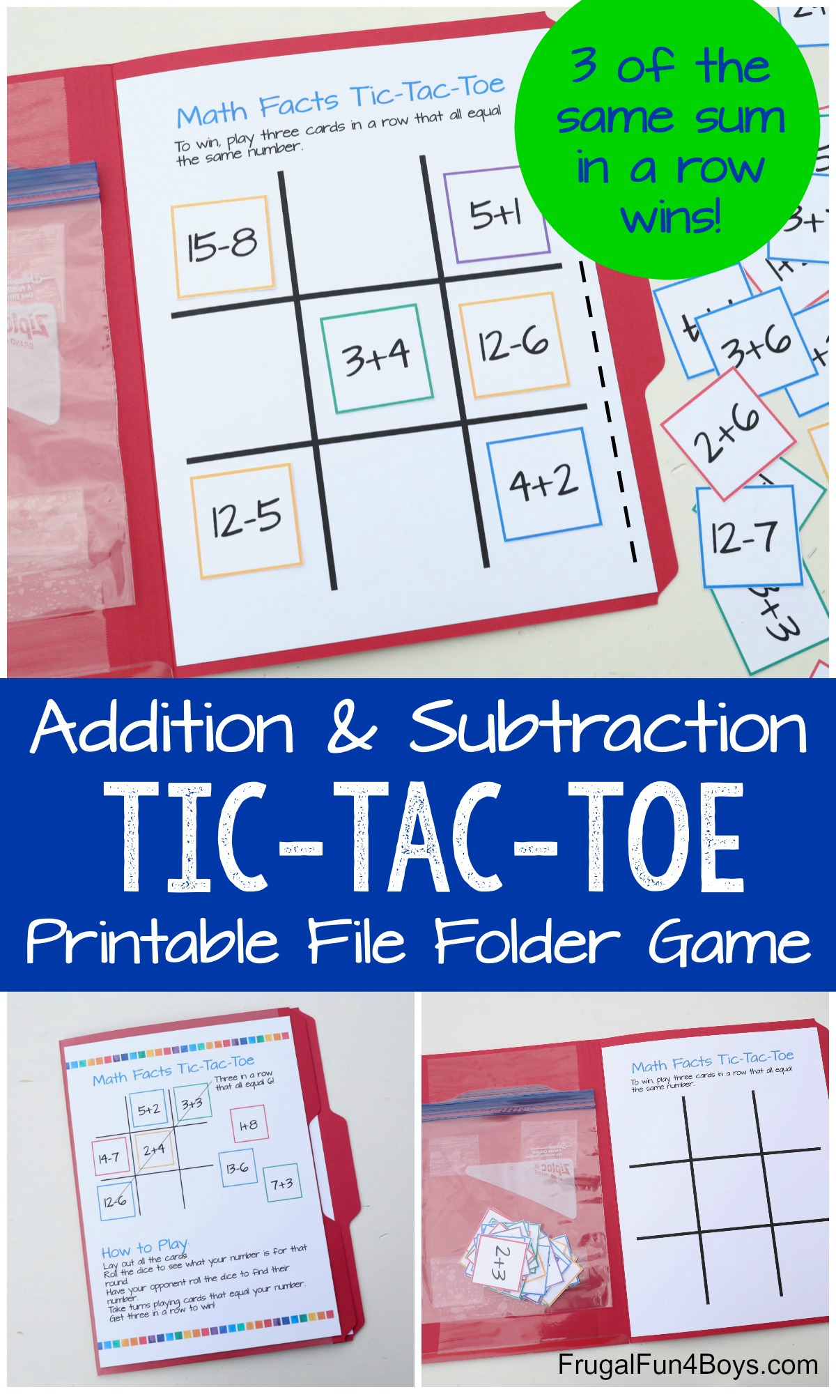 Addition Math Game: Tic-Tac-Toe to Ten - Math Pre-K and K-2