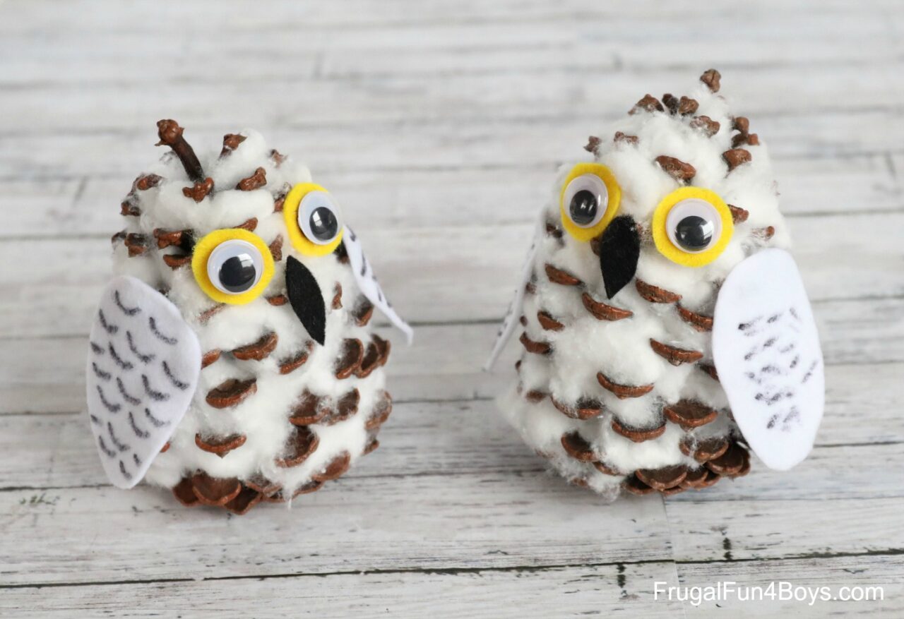 adorable-pine-cone-snowy-owl-craft-for-kids-frugal-fun-for-boys-and-girls