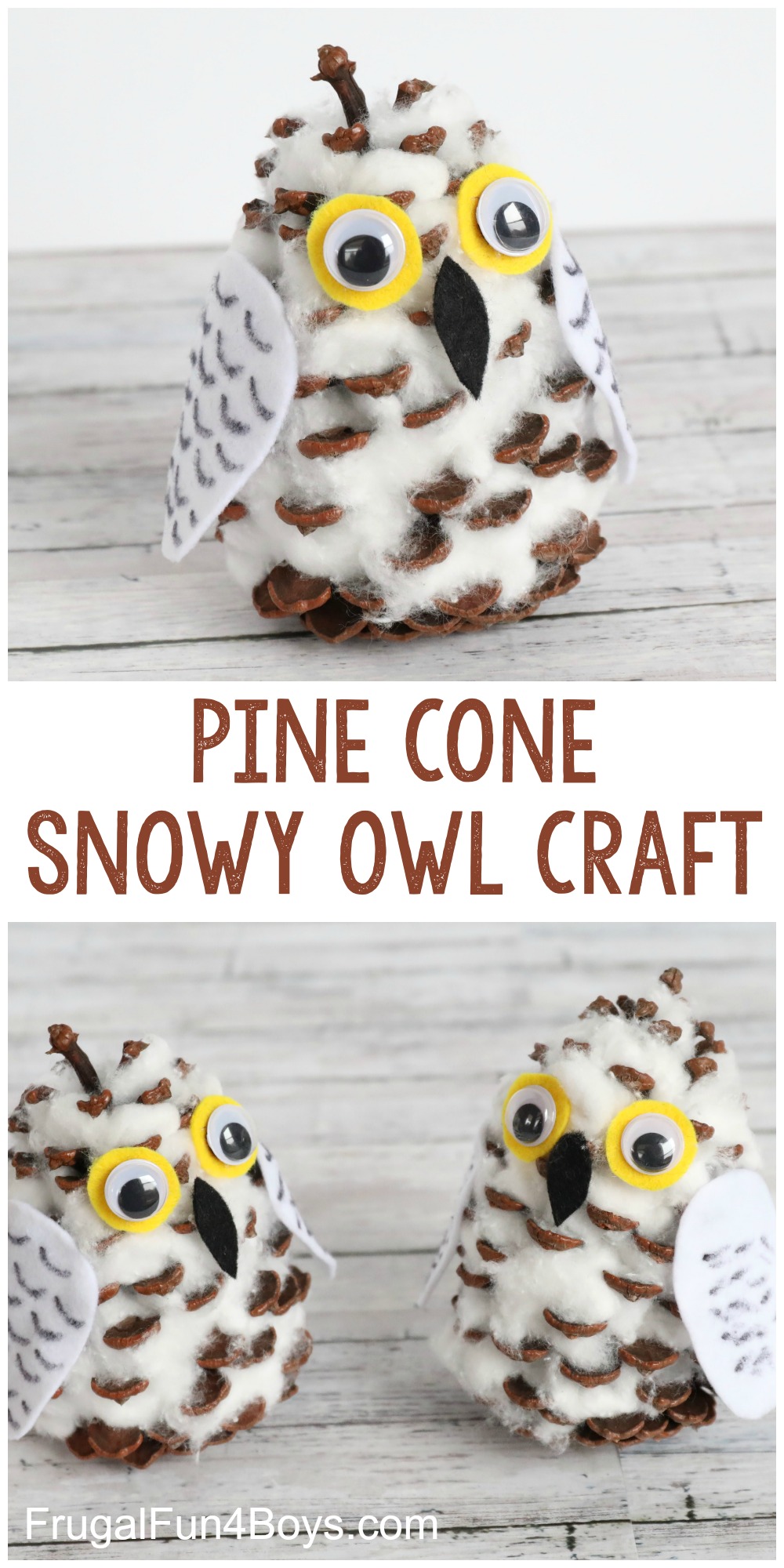 Pine Cone Snowy Owl Craft for Kids
