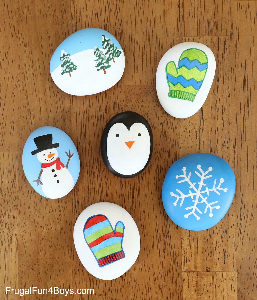 Winter Rock Painting Ideas Frugal Fun For Boys And Girls