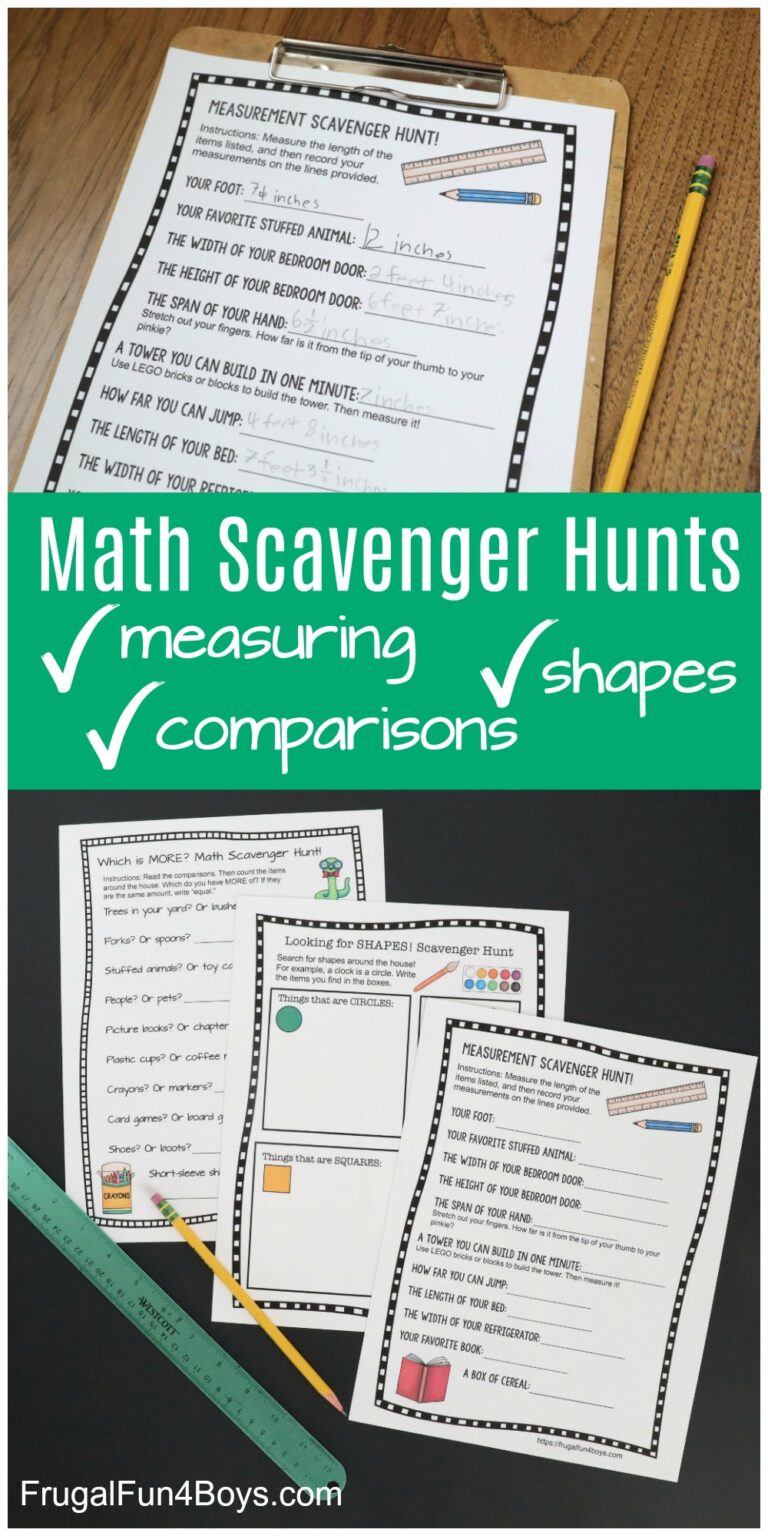 Printable Math Scavenger Hunts for Early Elementary Frugal Fun For