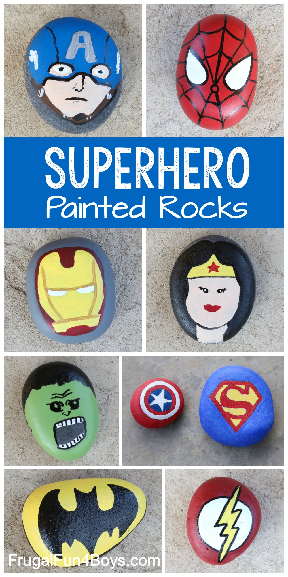 superhero painted rocks