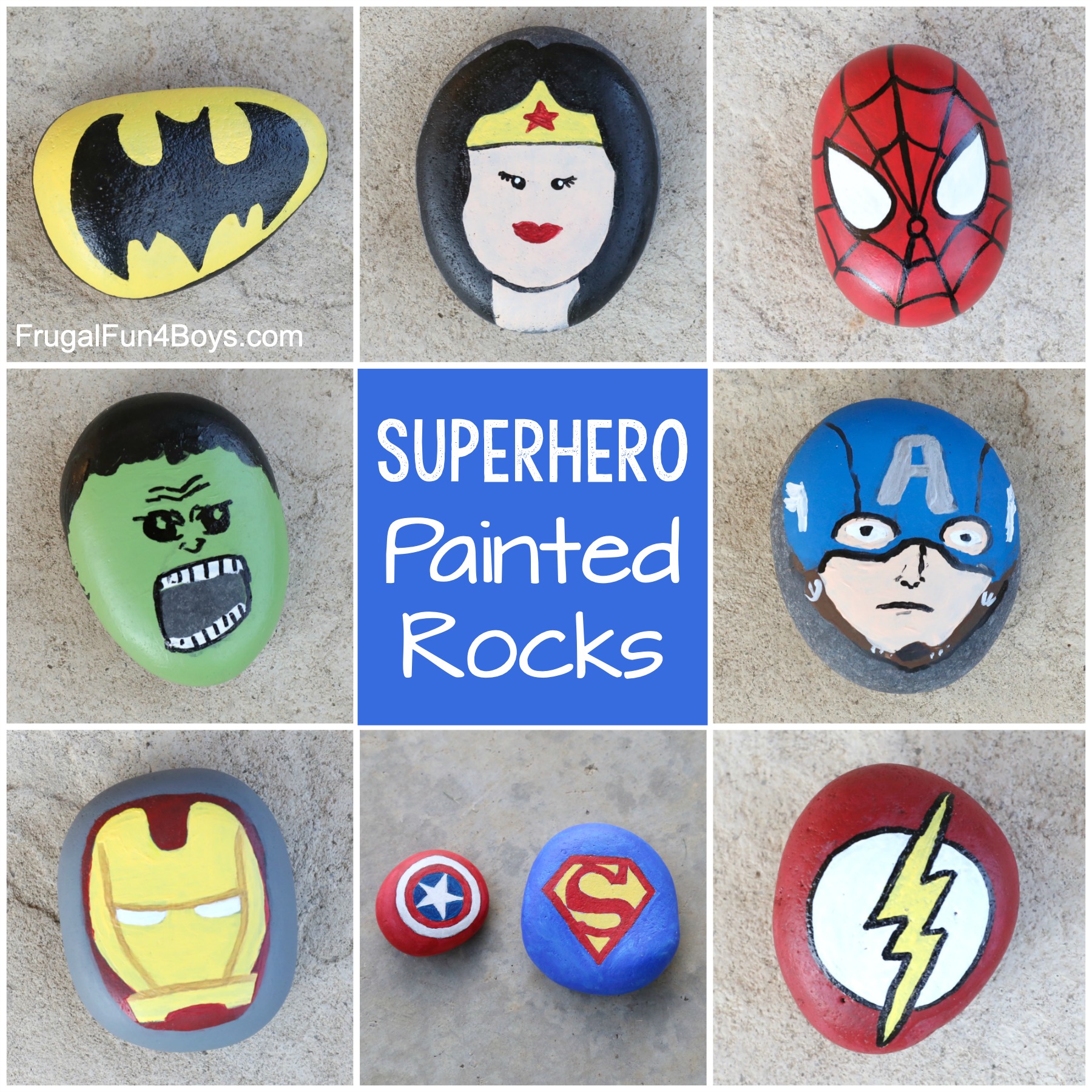 superhero painted rocks
