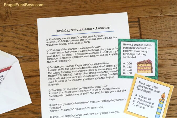 Printable Birthday Trivia Game - Frugal Fun For Boys and Girls
