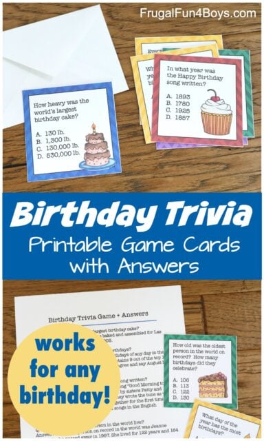 Printable Birthday Trivia Game - Frugal Fun For Boys and Girls