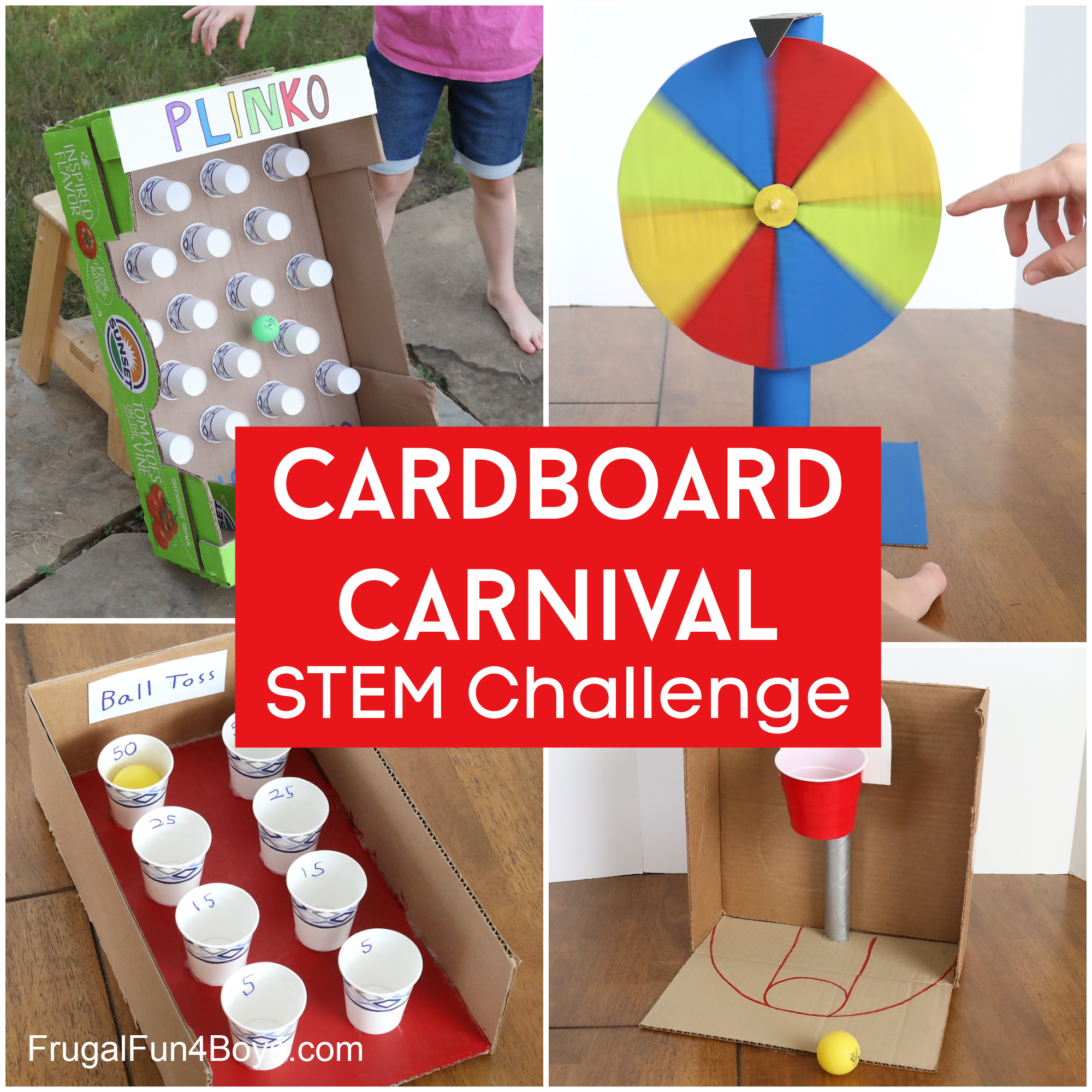 Cardboard Carnival Games {Challenge for Kids} - Frugal Fun For