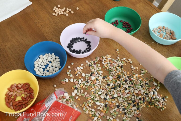 Fall Kids Craft - Bean Mosaics - Frugal Fun For Boys and Girls