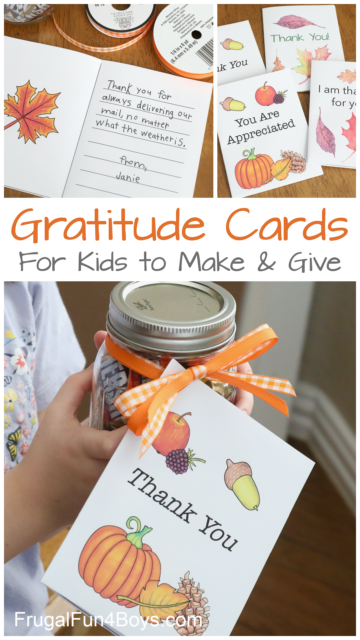 Printable Gratitude Cards {Kids Thanksgiving Activity} - Frugal Fun For ...