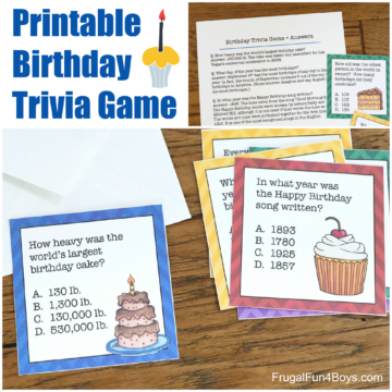 Printable Birthday Trivia Game - Frugal Fun For Boys and Girls