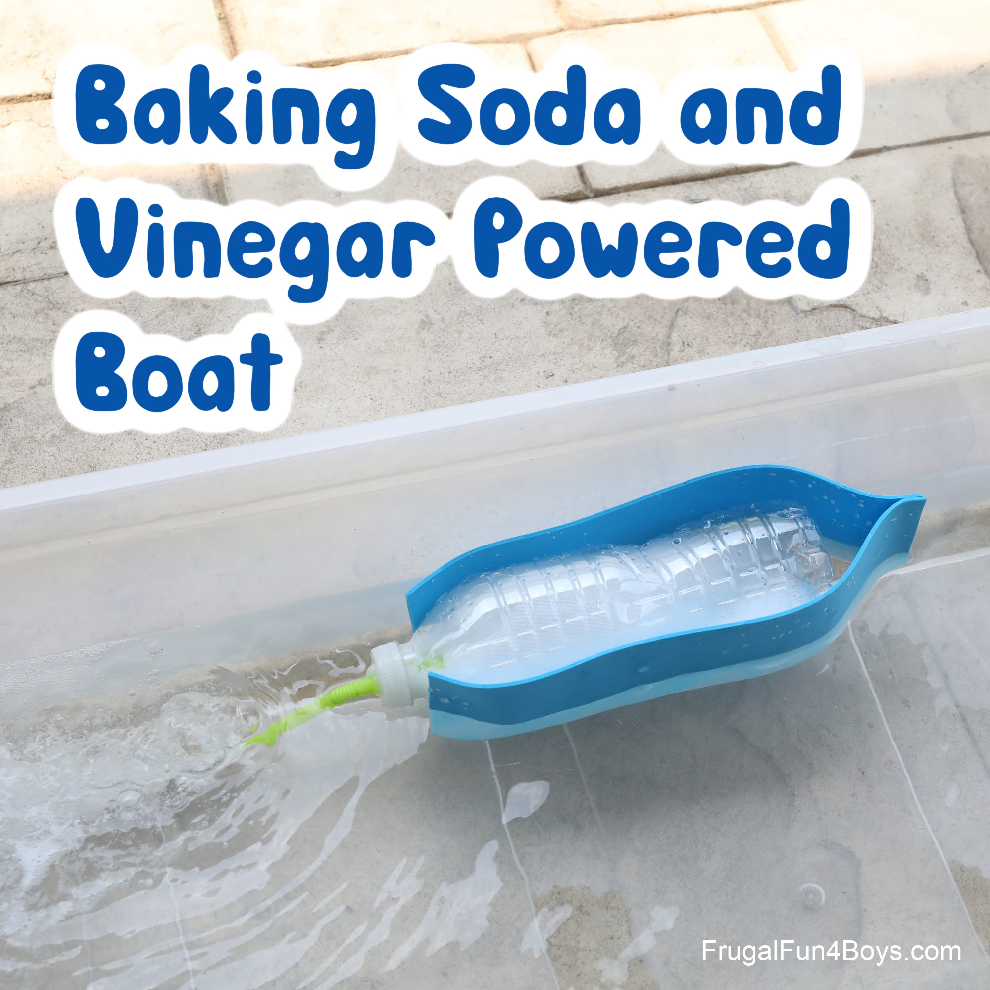 Baking soda and vinegar powered boat science experiment