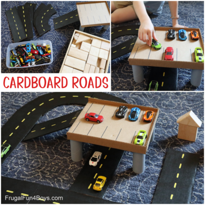 Cardboard Roads and Parking Lot for Toy Cars