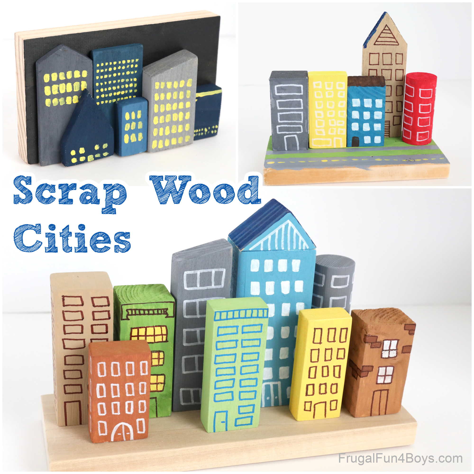 scrap wood city skyline - woodworking for kids