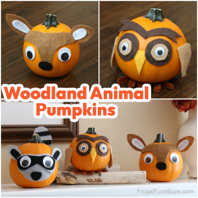 Woodland Animals Felt Decorated Pumpkins - Frugal Fun For Boys and Girls