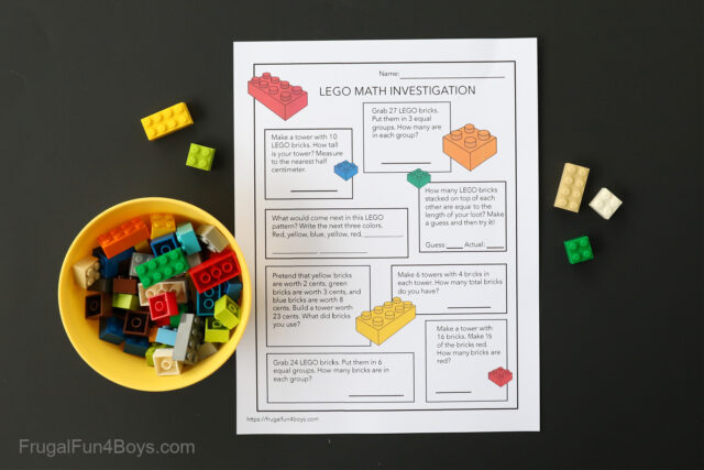LEGO Math Investigation {Printable Page} - Frugal Fun For Boys and Girls